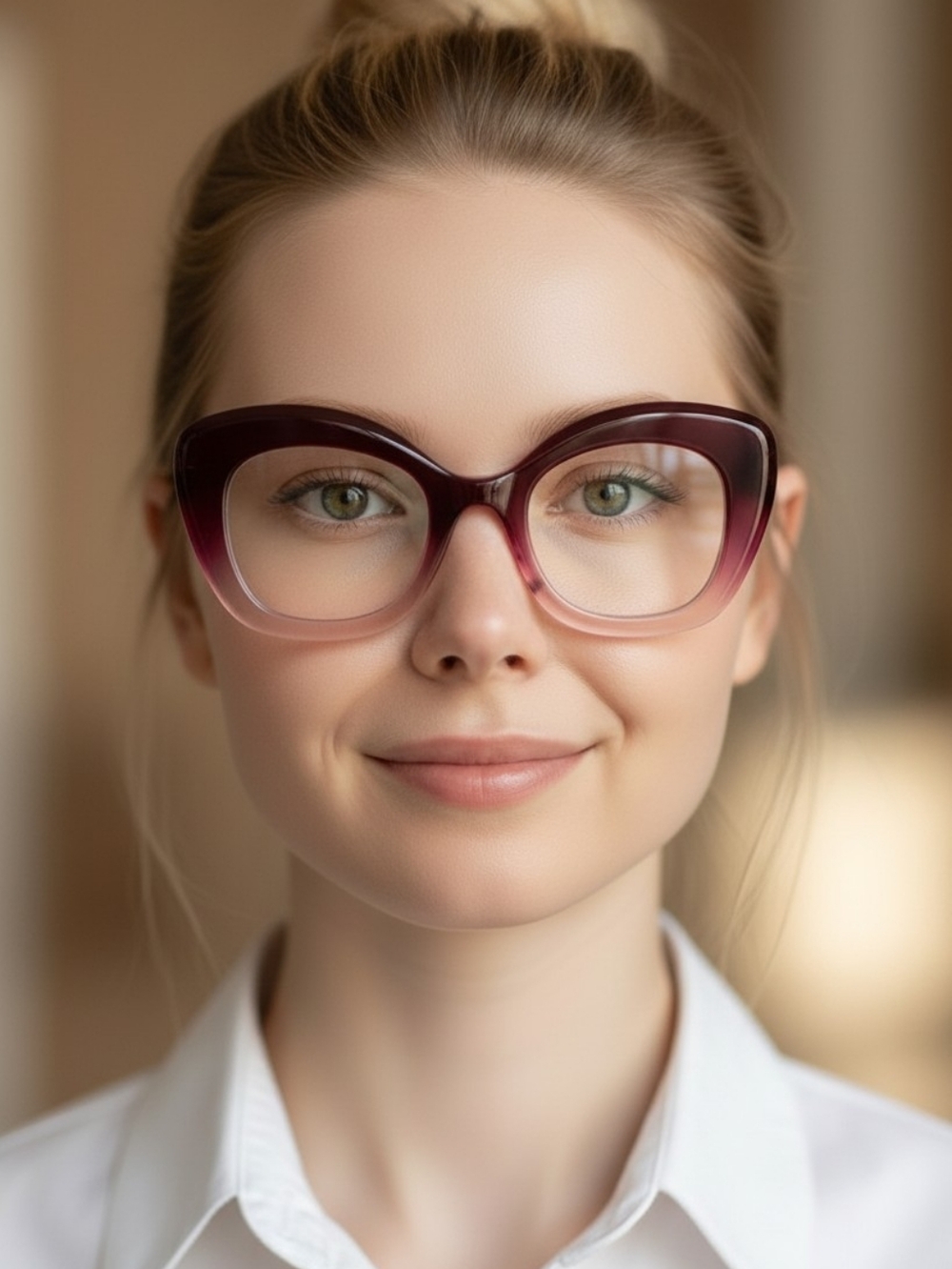 +150 Chic Gradient Purple/Pink Cateye Reading Glasses